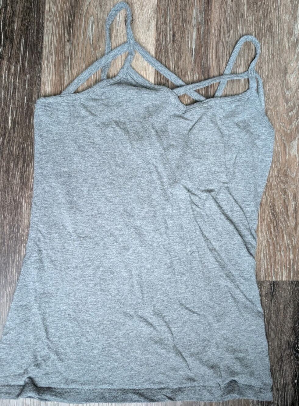 Bozzolo Gray Criss Cross Strappy Tank Top Size Medium Cotton Blend Stretch